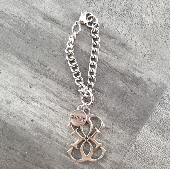 Blue Grey Monogrammed Guess Studded Sicily Handbag - Picture 4 of 5